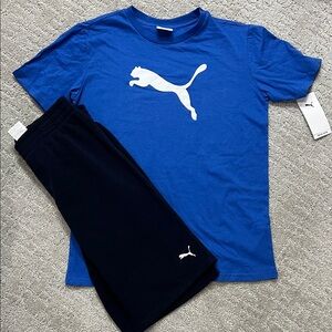 Puma Royal Blue Tee and Navy Blue Sweat Shorts